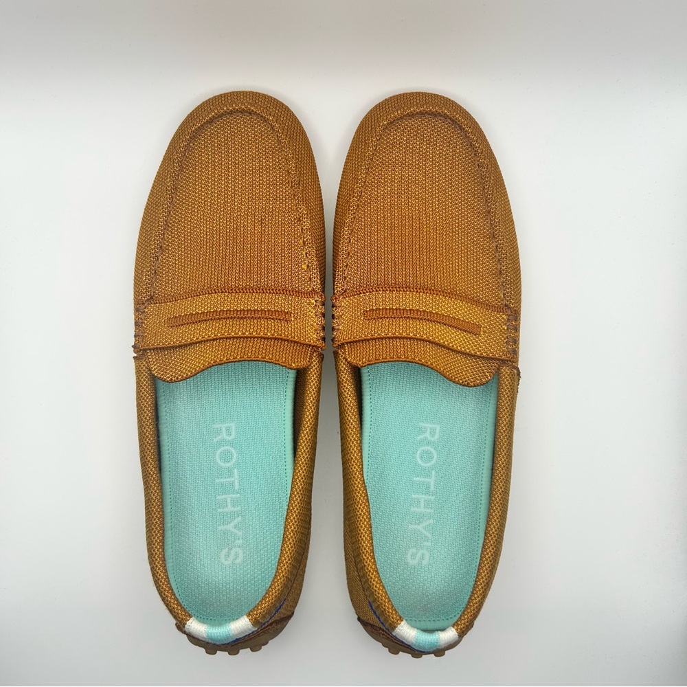 ROTHY’S The Driver Cognac Driving Shoes Loafers WOMENS SZ 9.5